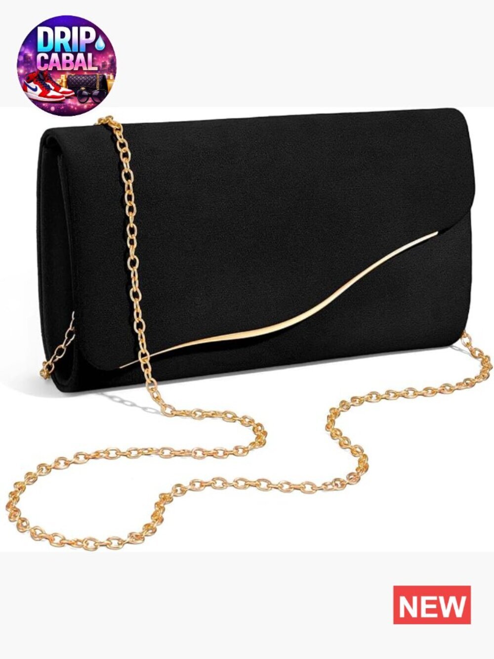 Faux Suede Evening Clutch with Detachable Chain - Wedding Party Purse